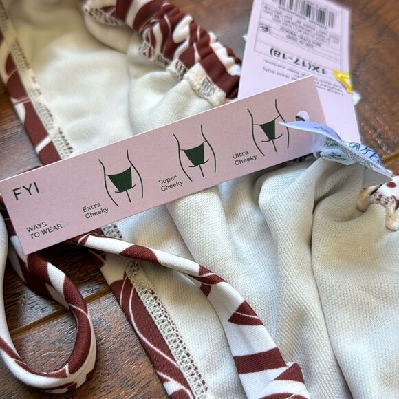 NWT Wild Fable 1X (17-18) Side Tie Brown Swirl Floral Pattern Bikini Swim Bottom - Picture 7 of 9